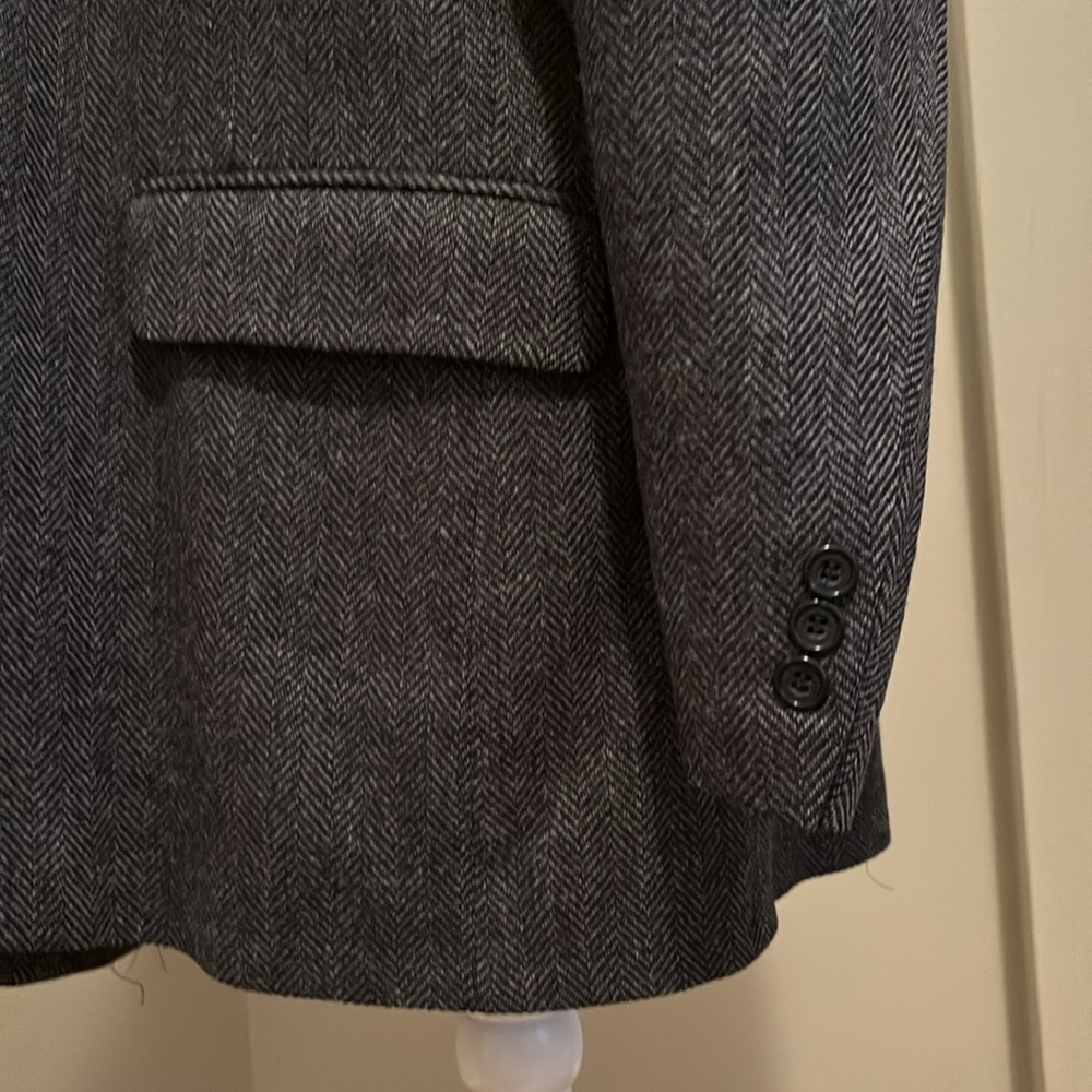 Men’s 100% wool grey/black herringbone sport coat sz 42 reg - Picture 7 of 8